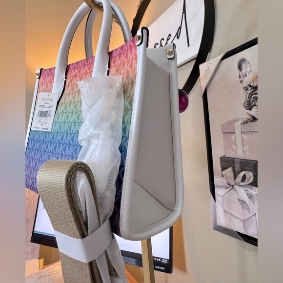 Michael Kors leather Rainbow Multicolor Gradient crossbody Tote NEW with tags - Picture 9 of 11